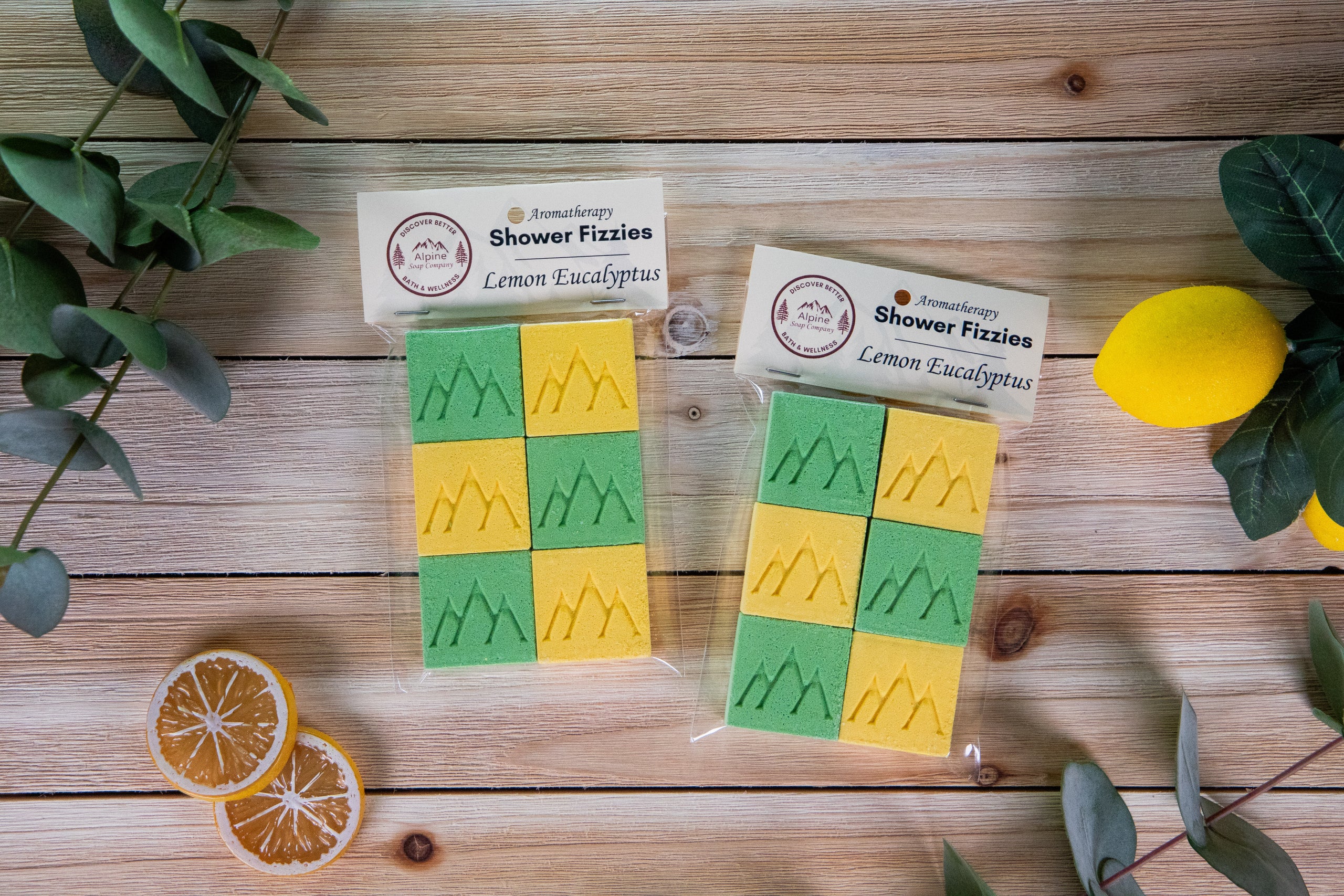 Square Lemon Eucalyptus Shower Fizzies Alpine Soap Company